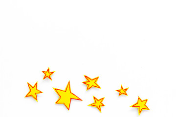 Stars frame. Drawn stars on white background top view space for text