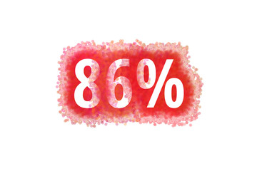 86% Prozent - rote Zahl abgenutzer Look auf weißem Hintergrund