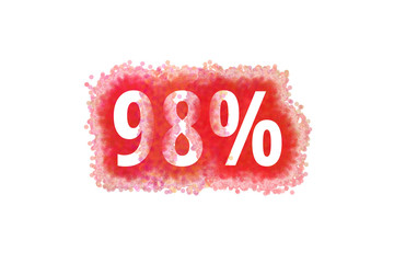98% Prozent - rote Zahl abgenutzer Look auf weißem Hintergrund