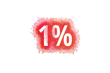 1% Prozent - rote Zahl abgenutzer Look auf weißem Hintergrund