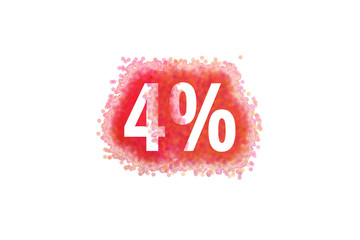 4% Prozent - rote Zahl abgenutzer Look auf weißem Hintergrund
