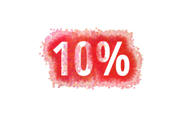 10% Prozent - rote Zahl abgenutzer Look auf weißem Hintergrund