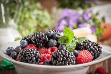 Mix of berries in a bowl.