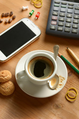 Obraz na płótnie Canvas take a coffee during the work break - closeup