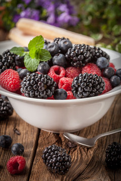 Mix of berries in a bowl.