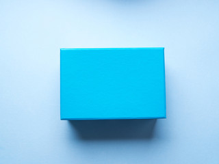 Blue box on pastel abstract background. Minimal