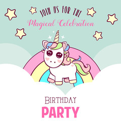 Cute invitation with unicorn
