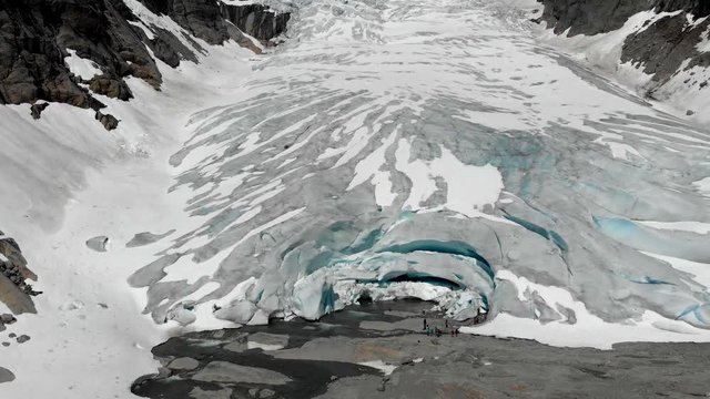 Aerial view of Tuftebreen glacier in Jostedalsbreen National Park, Norway
