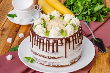 Homemade fruity Hummingbird cake with walnuts and cinnamon