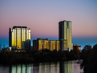 Buildings Glowing at Sunset