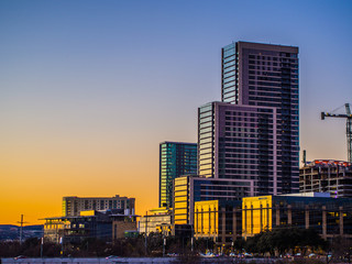 Fototapeta premium Skyscrapers Glowing at Sunset