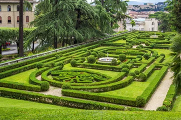Crédence de cuisine Jardin View at Vatican Gardens with beautiful green lawns and trees, landscaping, Rome, Italy.  © lara-sh
