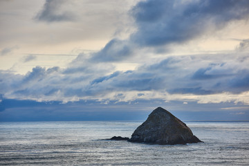 Storm Island at twilight, Oceanside, Tillamook County, Oregon.