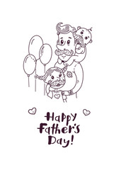 Happy Father's day illustration, handwritten text. Vector  EPS 10.
