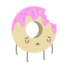 Sad ashamed delicious pink glazed doughnut 