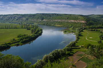 Fototapeta na wymiar Beautiful scenery of the Dniester River in Mohyliv Podolsk