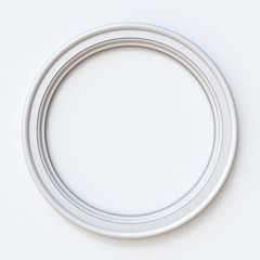 White picture frame circular 3D rendering illustration on white background