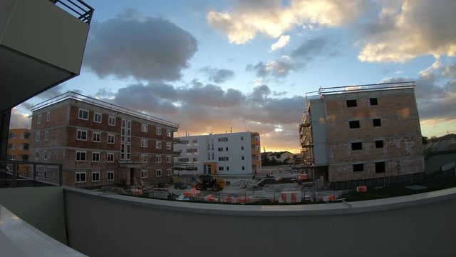 Baustelle in Wels - Zeitraffer Abendrot