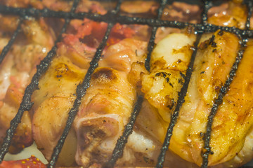 chicken on the grill close-up