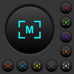Fototapeta premium Camera manual settings mode dark push buttons with color icons