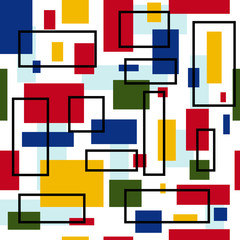 Abstraction of squares and lines / Abstraction of squares of different colors and lines with ornaments.