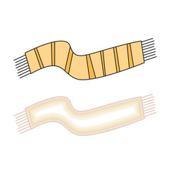 Scarves for boys and girls in cold weather. Stylish scarves on white background.