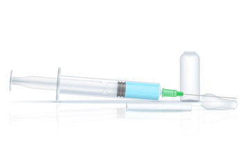 medical syringe with ampoule for injection stock vector illustration