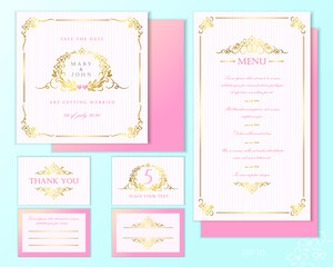 Luxury wedding invitation cards. Set of vector design templates.