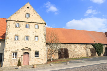 Fototapeta na wymiar Domänenhof mit Burggrafenhaus in Morschen