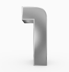 number 1 3d cubic rounded silver isolated on white
