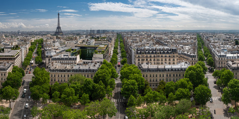 Panorama view of Paris from the Arc de Triomphe, Paris, France