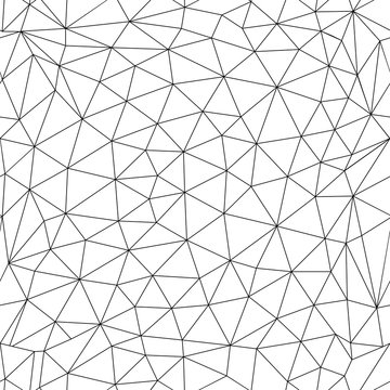 Seamless vector pattern, with line triangles. Low poly line art background.