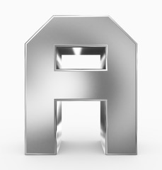 letter A 3d cubic silver isolated on white