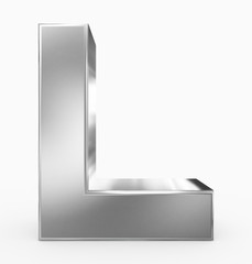 letter L 3d cubic silver isolated on white
