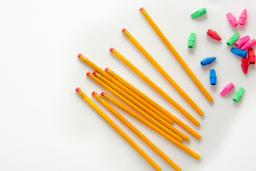 pencils and erasers