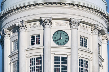 Fototapeta na wymiar clock on the dome of Helsinki Cathedral, Finland
