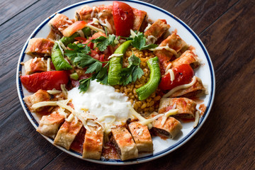 Turkish Food Beyti Kebap / Shawarma Kebab with Yogurt