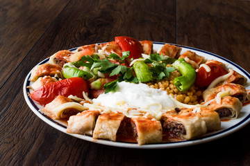 Turkish Food Beyti Kebap / Shawarma Kebab with Yogurt