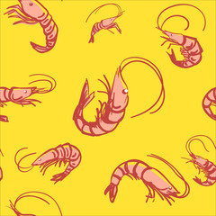 Vector Seamless pattern of Shrimp