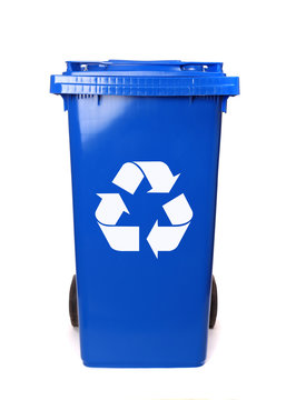 Recycling isolated bins on white background 
