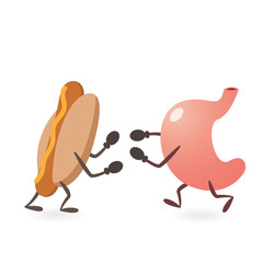 Stomach and Hot Dog Fighting
