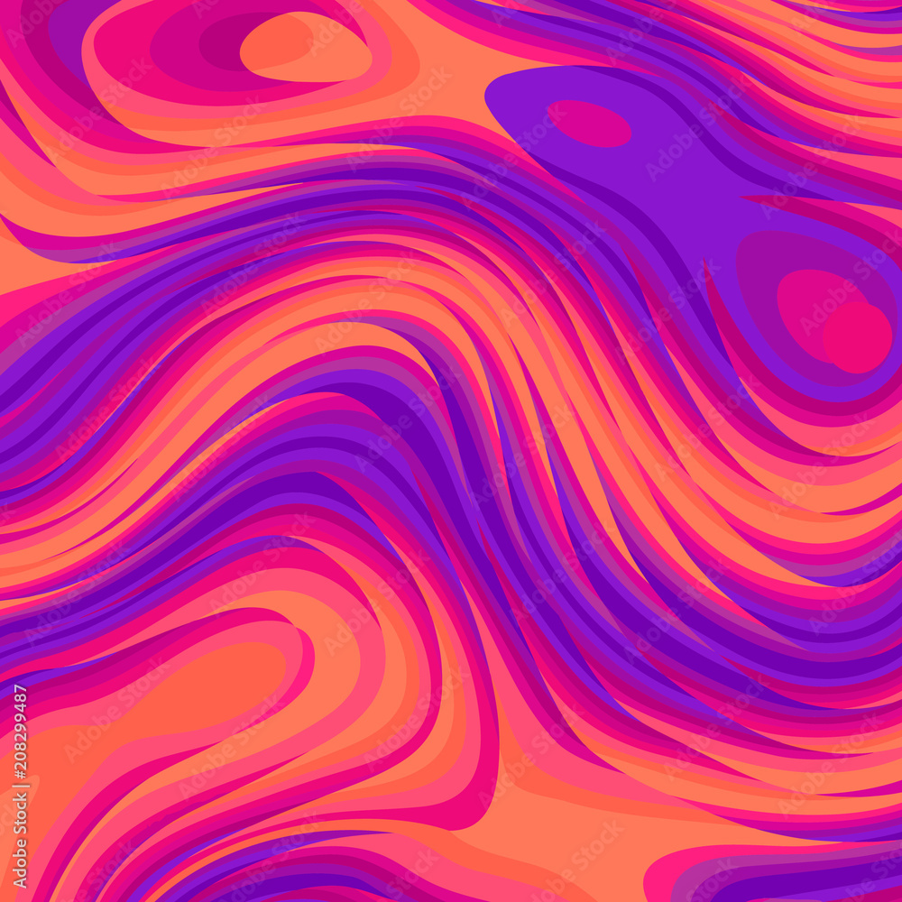Poster Abstract vector pattern. Curved wavy psychedelic irregular lines. Pattern based on fractal image.