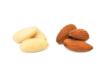 Fresh almond isolated on white background