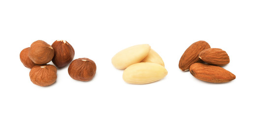 Mixed fresh nuts isolated on white background