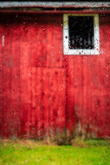 Red Barn Wall on a Rainy Day
