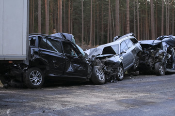 cars involved in a collision or crash