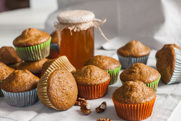 Homemade muffins with honey