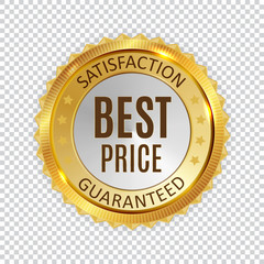 Best Price Golden Shiny Label Sign. Vector Illustration