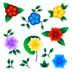 Set of exotic flower stickers