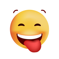 Cute Emoticon with Stuck Out Tongue on White Background. Isolated Vector Illustration 